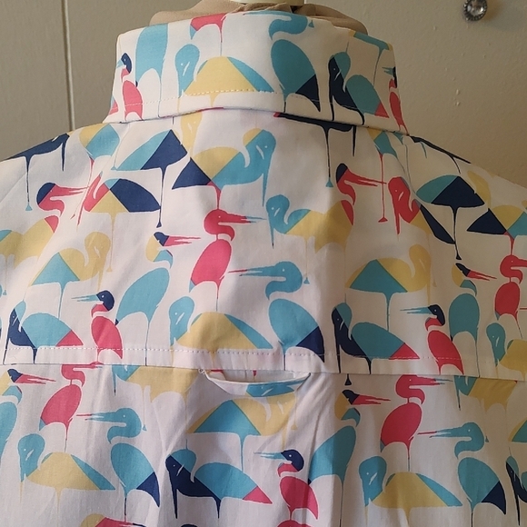 Club Room Short Sleeve Retro Flamingo Casual Button Down Shirt XL Never Worn - Picture 6 of 11